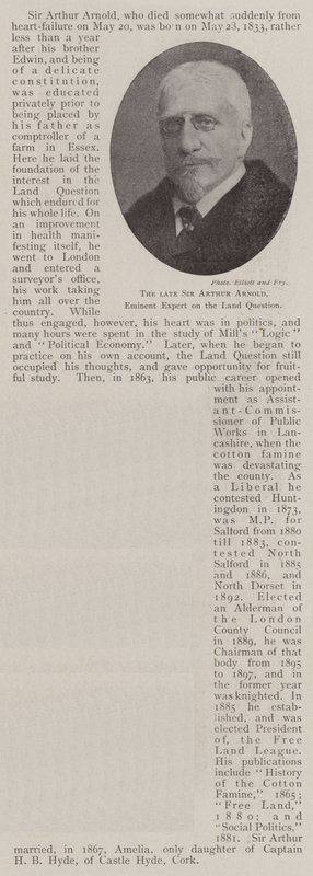 Edesmennyt Sir Arthur Arnold, maakysymyksen asiantuntija tekijältä English Photographer