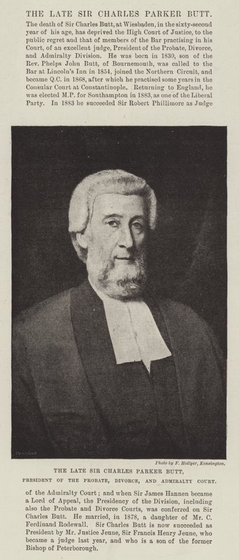 Edesmennyt Sir Charles Parker Butt, testamentti-, avioero- ja amiraliteettituomioistuimen presidentti tekijältä English Photographer