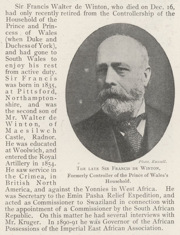 Edesmennyt Sir Francis de Winton, Walesin prinssin kotitalouden entinen valvoja tekijältä English Photographer