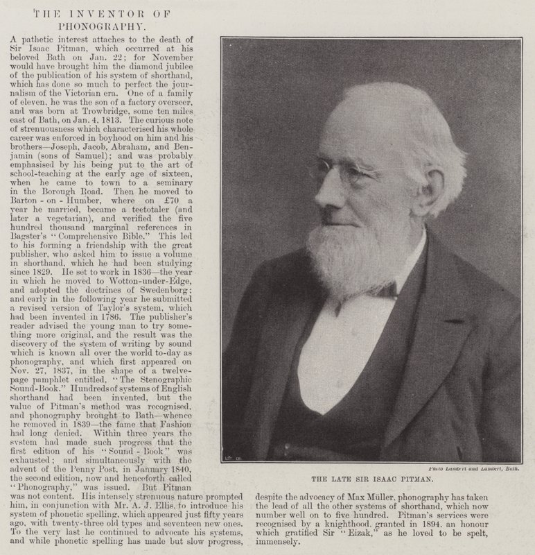 Edesmennyt Sir Isaac Pitman tekijältä English Photographer