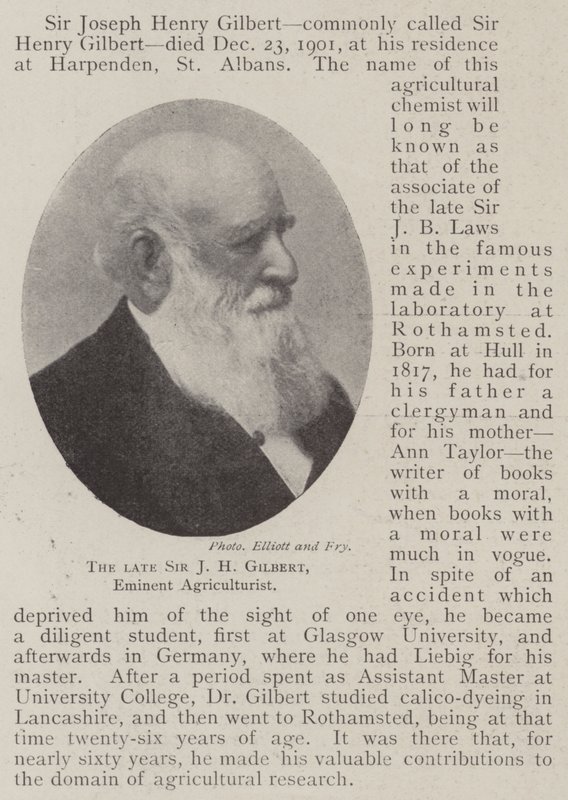 Edesmennyt Sir J H Gilbert, arvostettu maanviljelijä tekijältä English Photographer