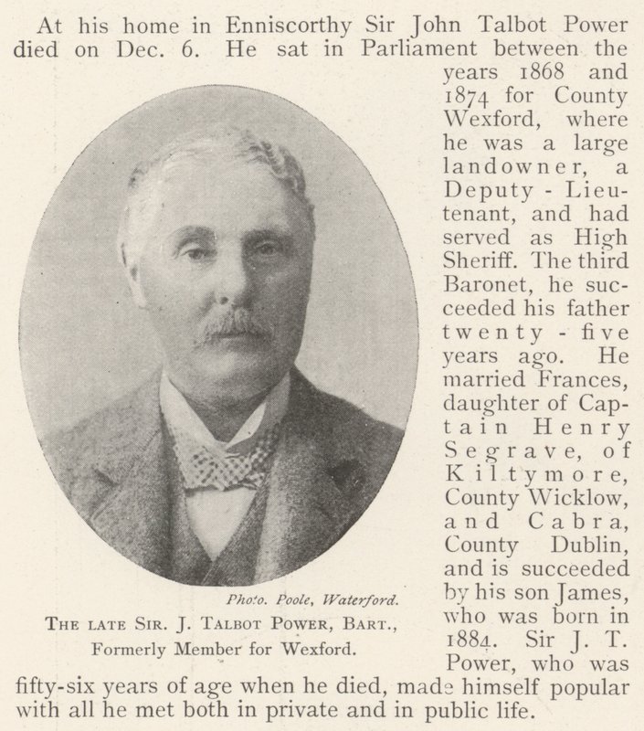 Edesmennyt Sir J Talbot Power, Baronet, entinen Wexfordin jäsen tekijältä English Photographer