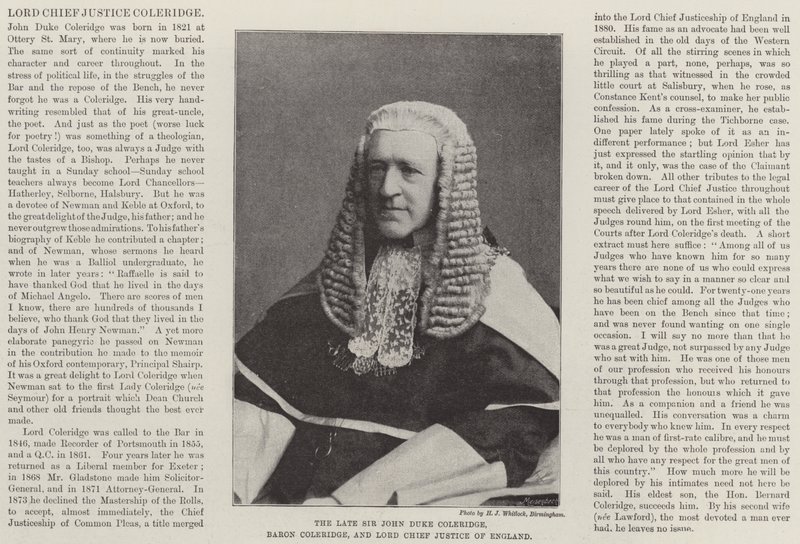 Edesmennyt Sir John Duke Coleridge, Baron Coleridge ja Englannin ylituomari tekijältä English Photographer