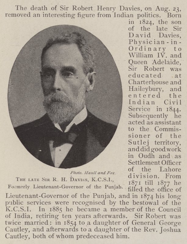 Edesmennyt Sir R H Davies, KCSI, Punjabin entinen kenraaliluutnantti tekijältä English Photographer