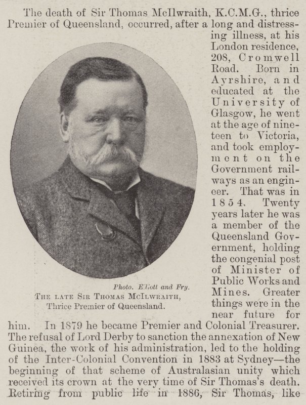 Edesmennyt Sir Thomas McIlwraith, Queenslandin kolminkertainen pääministeri tekijältä English Photographer