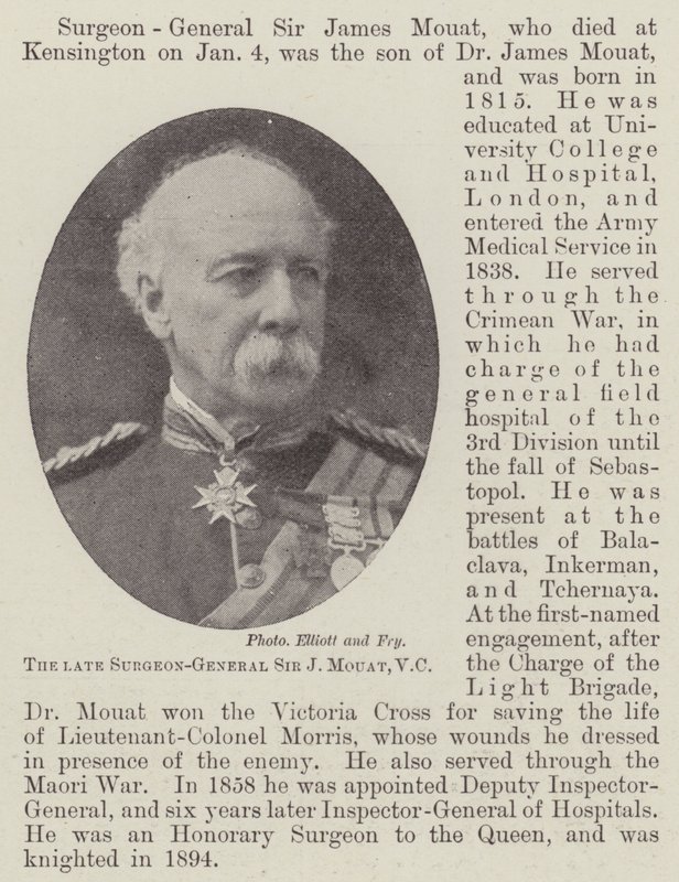 Edesmennyt kenraalikirurgi Sir J Mouat, VC tekijältä English Photographer