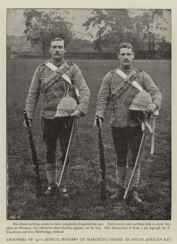 14. (Kings) Hussarien sotilaat marssijärjestyksessä Etelä-Afrikan pakki tekijältä English Photographer