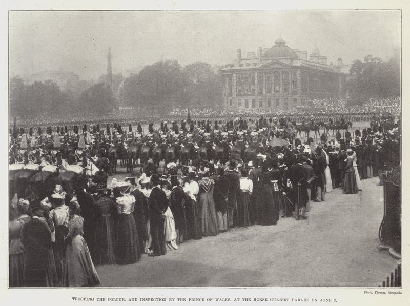 Värin joukko ja Walesin prinssin tarkastus Horse Guards Paradessa 3. kesäkuuta tekijältä English Photographer
