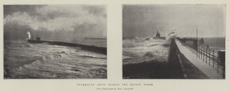 Tynemouthin laituri viimeaikaisen myrskyn aikana tekijältä English Photographer
