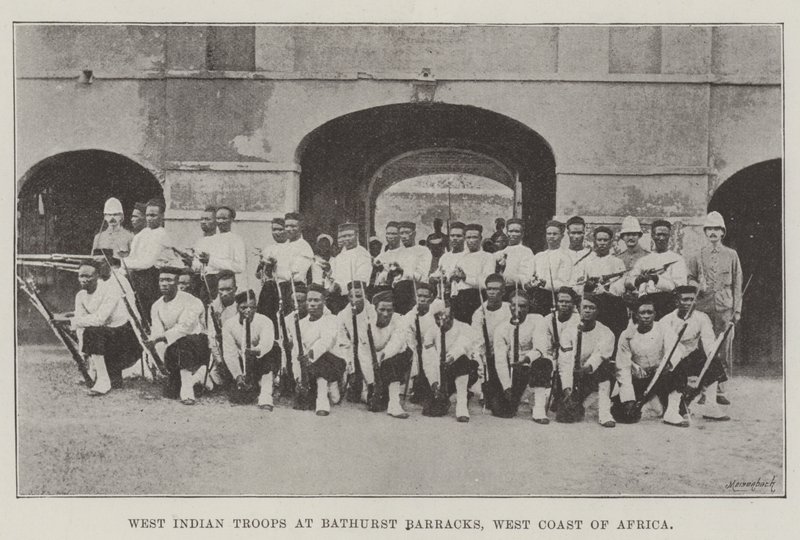 Länsi-Intian joukot Bathurst Barracksissa, Afrikan länsirannikolla tekijältä English Photographer