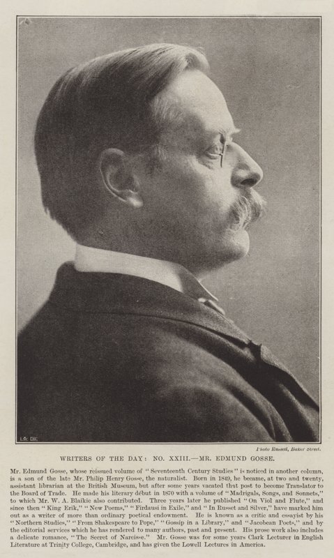 Päivän kirjoittajat, herra Edmund Gosse tekijältä English Photographer