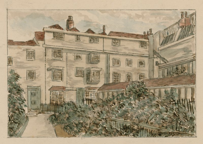 13-15 Nevilles Court, Fetter Lane, Holborn, luonnoksesta vuodelta 1900 (wc paperilla) tekijältä English School