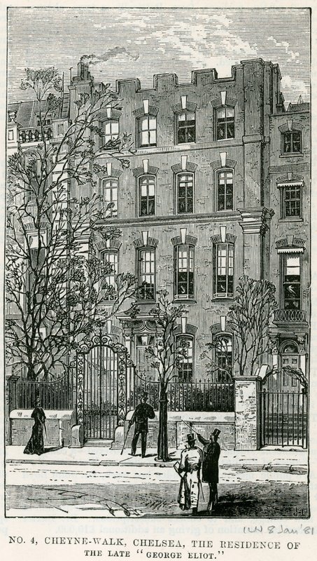 4 Cheyne Walk, Chelsea, edesmenneen George Eliotin asuinpaikka tekijältä English School