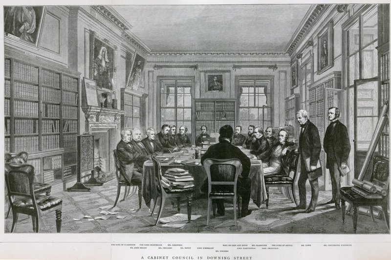 Kabinettineuvosto osoitteessa 10 Downing Street tekijältä English School