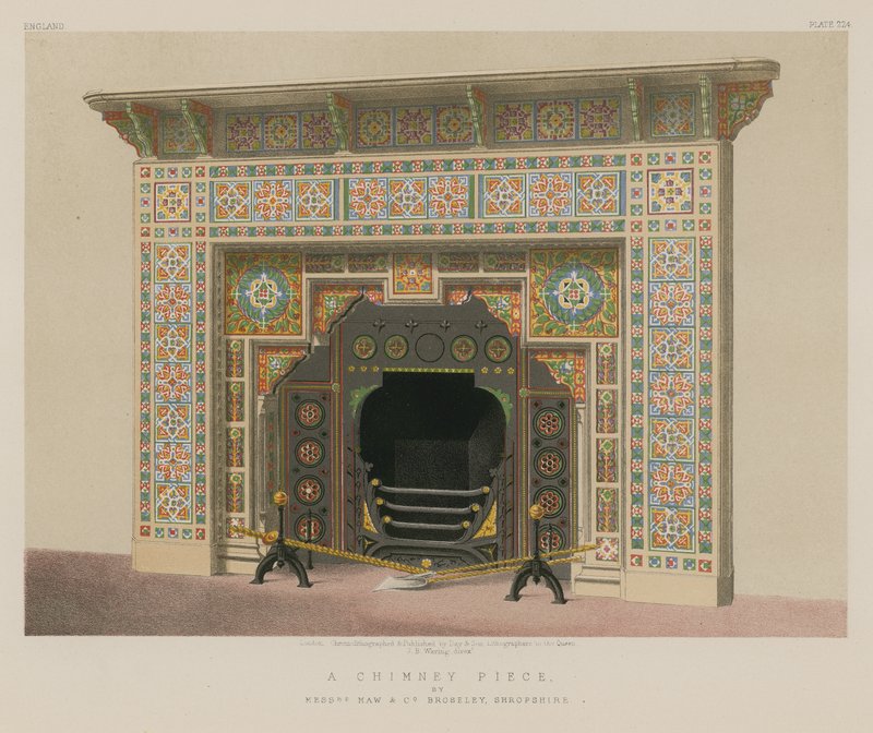 A Chimney Piece, herrat Maw and Co, Broseley, Shropshire tekijältä English School
