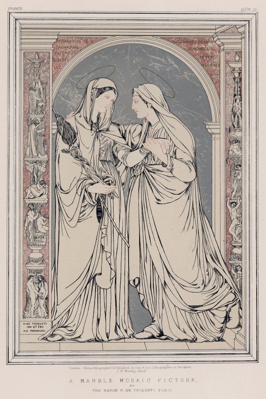 Marmorimosaiikkikuva, Baron H de Triqueti, Pariisi (chromolitho) tekijältä English School