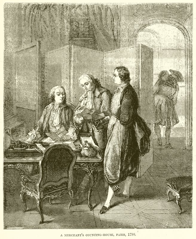 Kauppiaiden laskentatalo, Pariisi, 1790 tekijältä English School