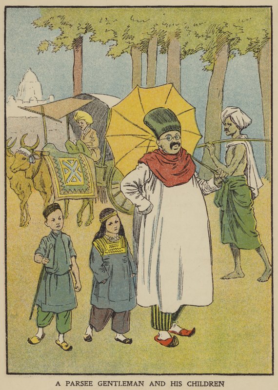Parsee herrasmies ja hänen lapsensa (väri litho) tekijältä English School