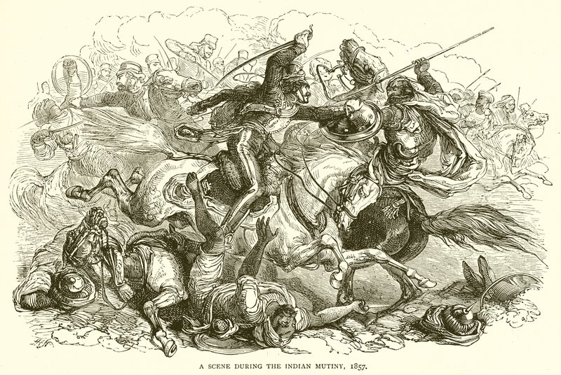 Kohtaus Intian kapinan aikana, 1857 tekijältä English School