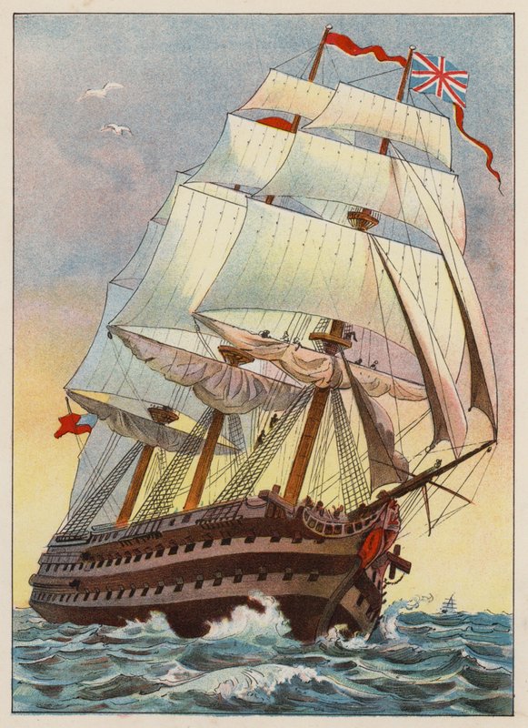 Un vaixell de guerra el 1837 (gravat) finlandès tekijältä English School