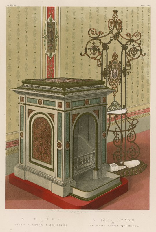 A Stove, herrat F Edwards and Son, Lontoo; Hall Stand herra Peytonin luona, Birmingham tekijältä English School