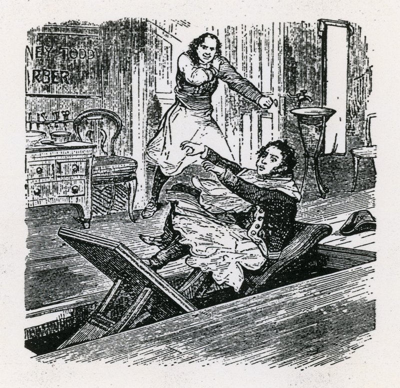 Helminauha tai Fleet Streetin ystävä (1847), Britannia, Hoxton. Sweeney Todd tekijältä English School