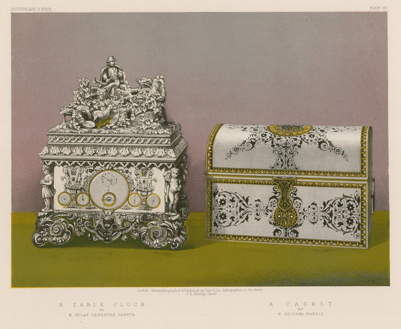 M Golay-Lereschen pöytäkello, Geneve; A Casket, kirjoittanut M Zuloaga, Madrid tekijältä English School