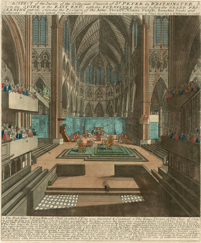 Näkymä Westminsterin kollegiaalisen Pyhän Pietarin kirkon sisäpuolelle (Westminster Abbey) tekijältä English School