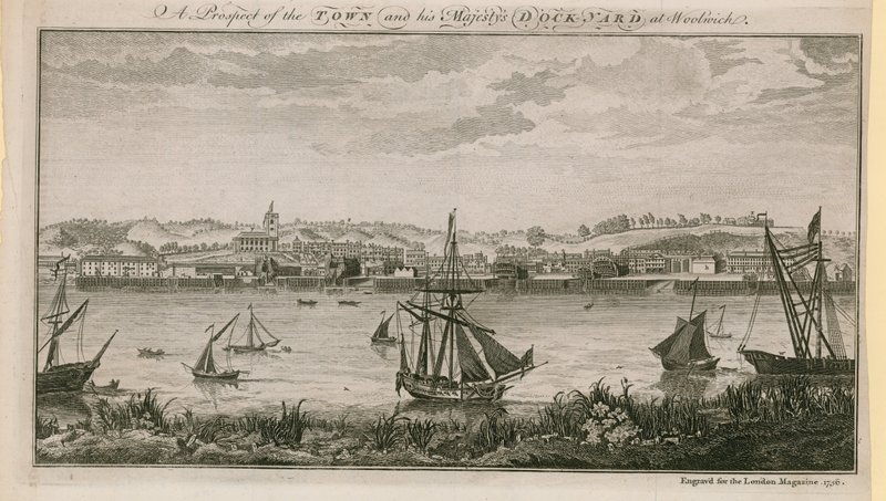 Kaupunki ja HIs Majestysin telakka Woolwichissa tekijältä English School