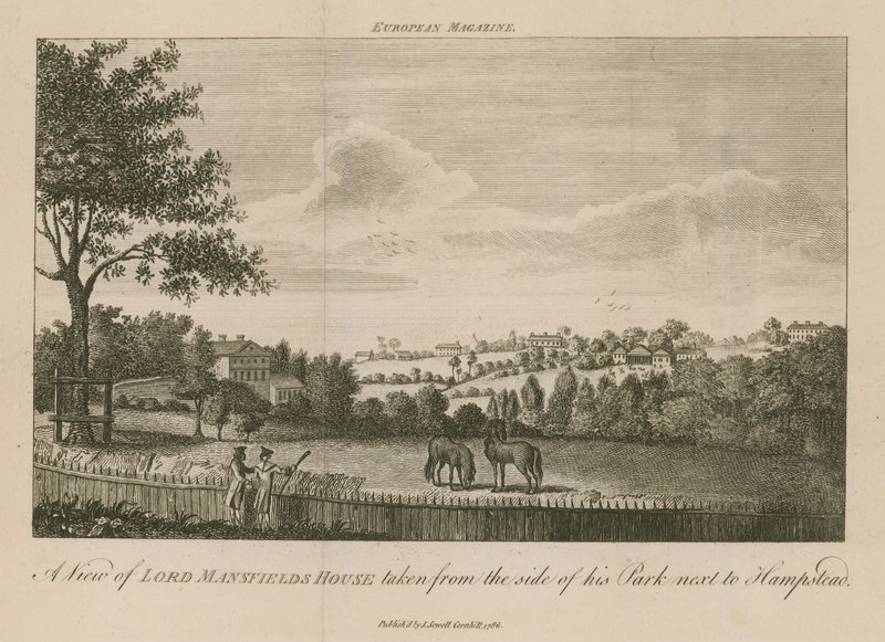 Näkymä Lord Mansfields Housesta hänen puistonsa puolelta Hampsteadin vieressä tekijältä English School