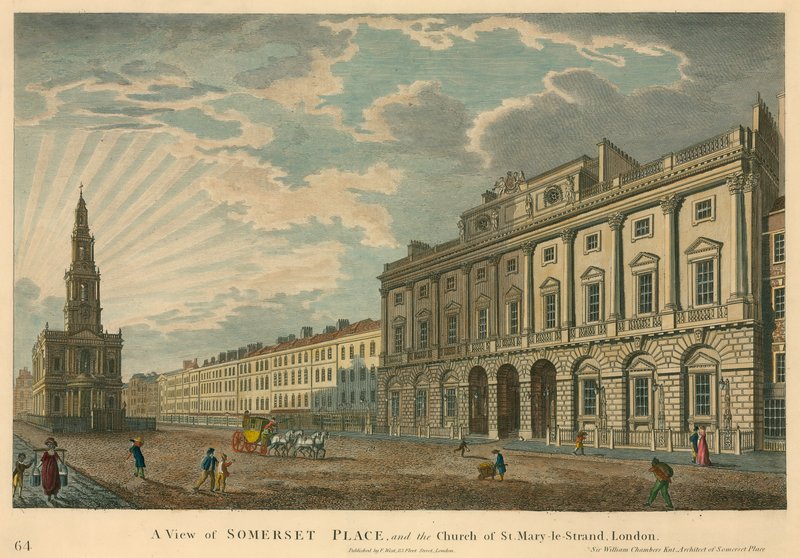 Näkymä Somerset Houselle ja St Mary-le-Strandille, The Strand, Lontoo tekijältä English School