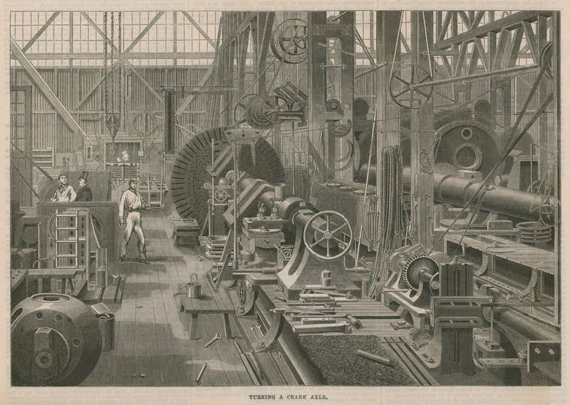 Vierailu Penns Marine Engine Factorylle Greenwichissä, Lontoossa; Kampiakselin kääntäminen tekijältä English School