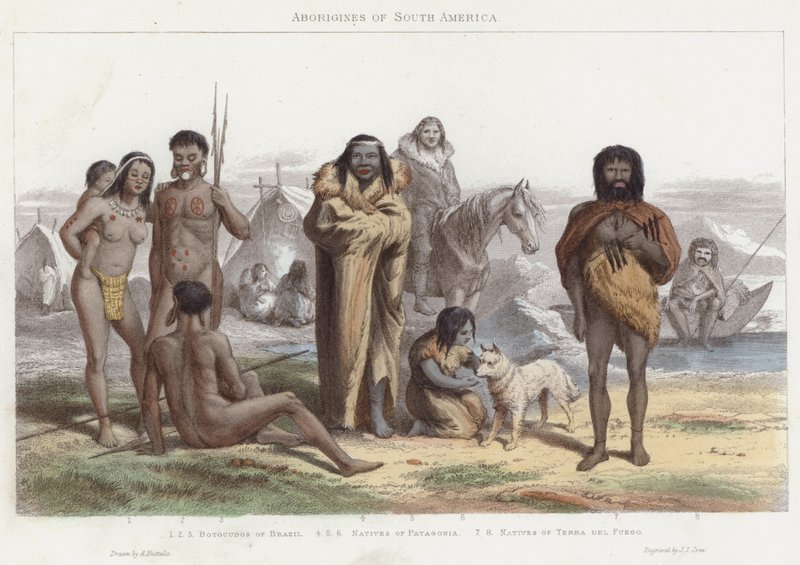 Etelä-Amerikan aboriginaalit (värillinen kaiverrus) tekijältä English School