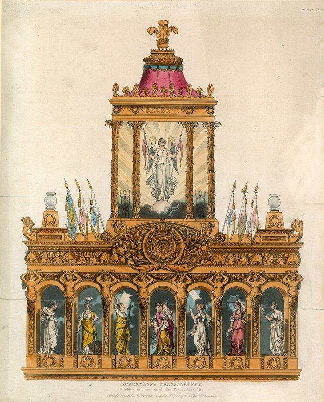Ackermans Transparency, esillä rauhan muistoksi, kesäkuu 1814 tekijältä English School