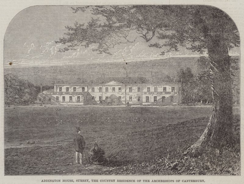 Addington House, Surrey, Canterburyn arkkipiispojen maalaisasunto (kaiverrus) tekijältä English School