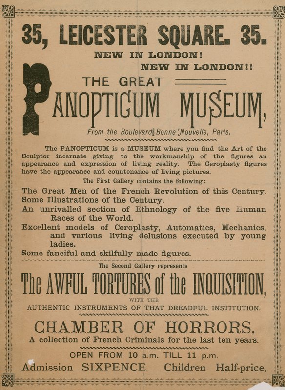 Mainos The Great Panopticum Museumista, 35 Leicester Square, Lontoo, 1854 tekijältä English School