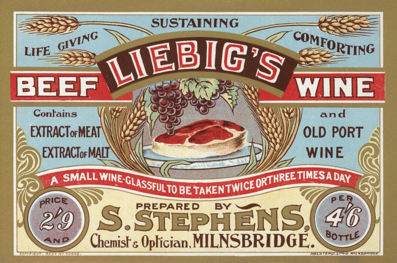 Mainos Liebigs Beef Wine -viinistä tekijältä English School