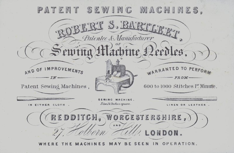 Mainos Robert S Bartleet -ompelukoneen (litho) tekijältä English School