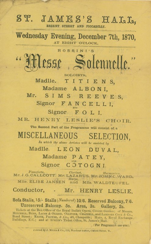 Mainos Rossinis Messe Solennelle -tuotannosta tekijältä English School