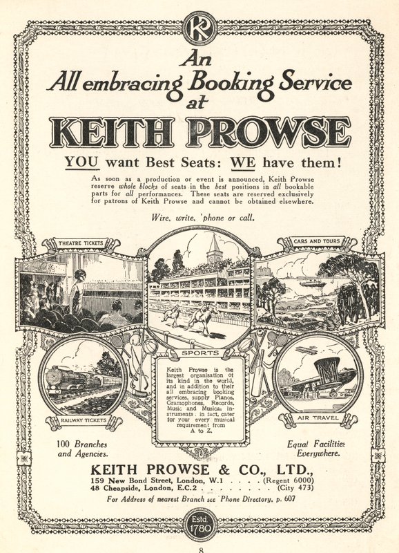 Mainos Keith Prowse & Co, Ltd:n lipunvarauspalveluista (litho) tekijältä English School
