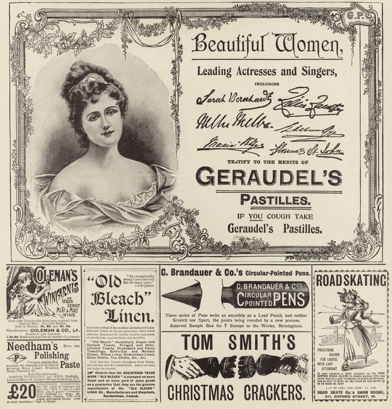 Mainos levisi The Graphic Christmas Number 1896:sta tekijältä English School