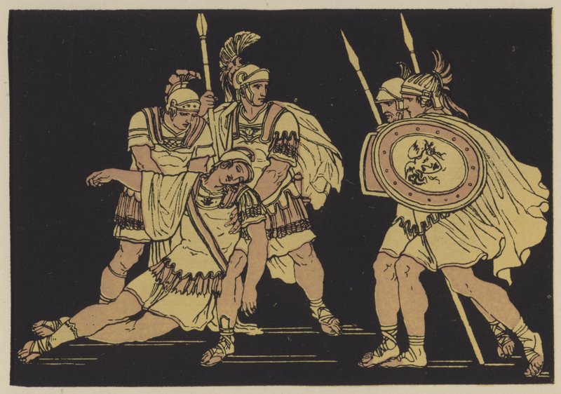 Aeneas ja Lausuksen ruumis (väri litho) tekijältä English School
