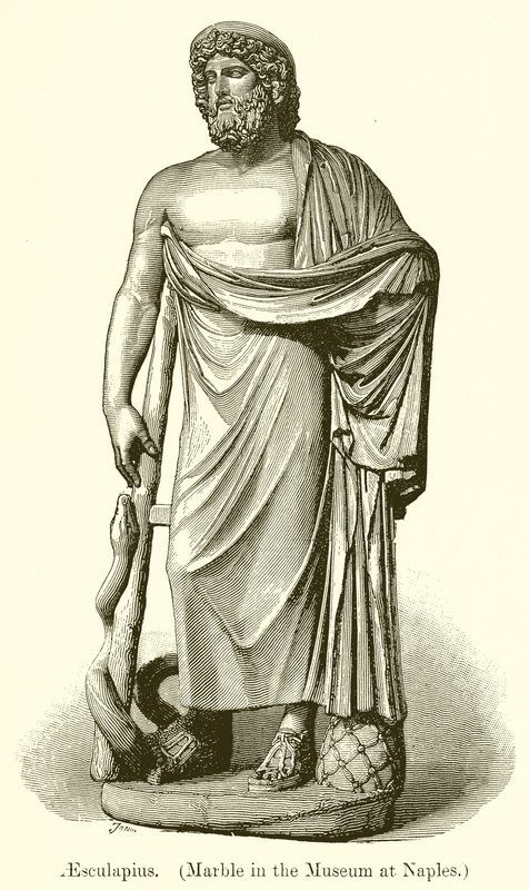 Aesculapius (Napolin museossa oleva marmori) (kaiverrus). tekijältä English School