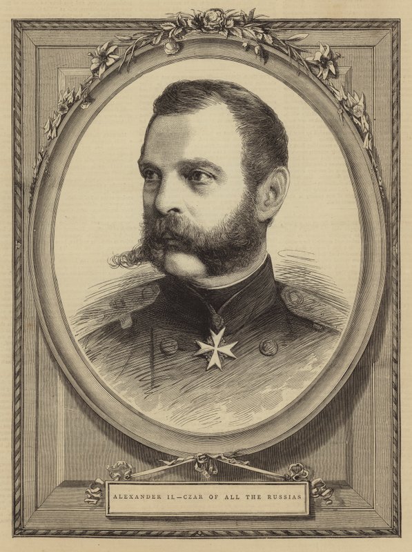 Aleksanteri II, koko Venäjän tsaari (kaiverrus) tekijältä English School