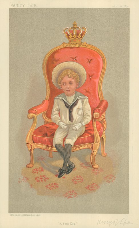 Alphonso VIII, Espanjan kuningas, Syntynyt kuningas, 21. tammikuuta 1893, Vanity Fair -sarjakuva tekijältä English School