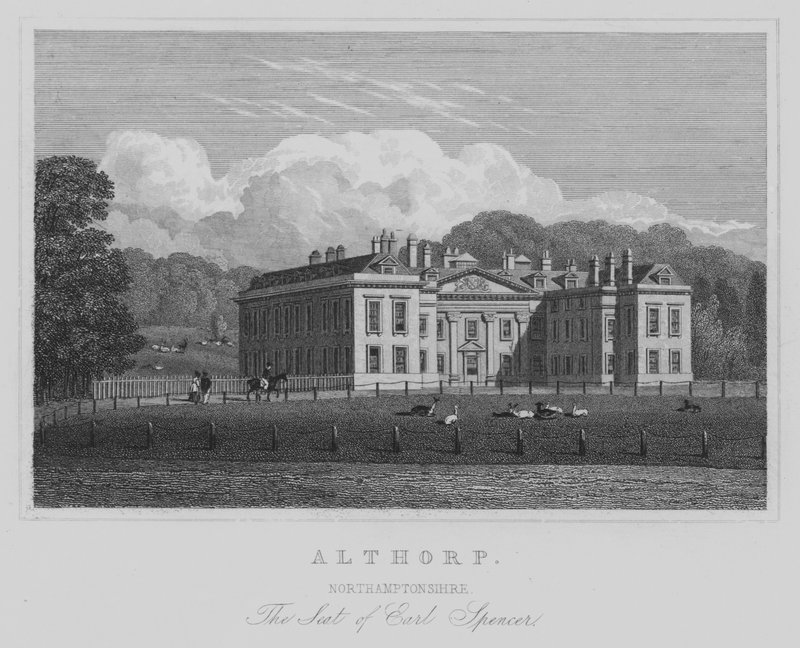 Althorp, Northamptonshire, Earl Spencerin istuin (kaiverrus) tekijältä English School