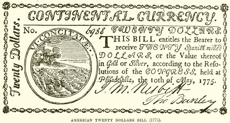 American Twenty Dollars Bill (1775) tekijältä English School