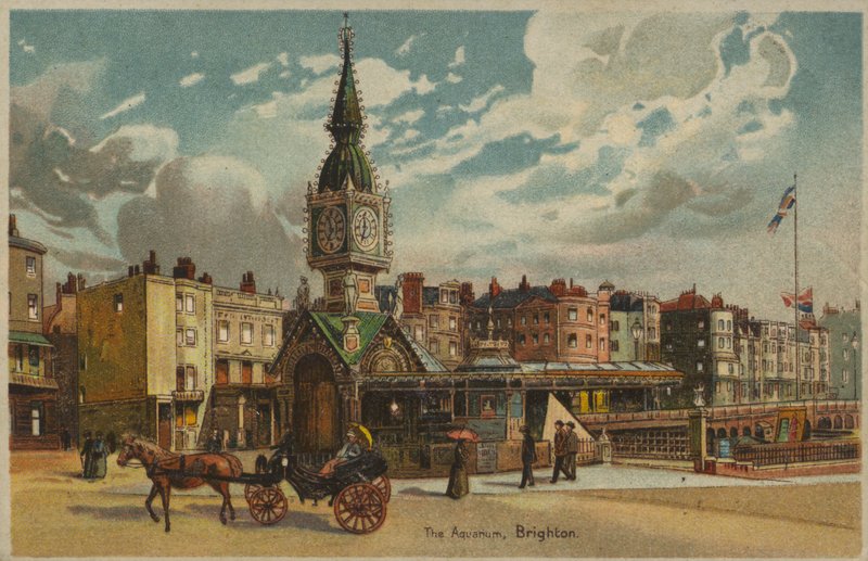 Akvaario, Brighton, Sussex (väri litho) tekijältä English School