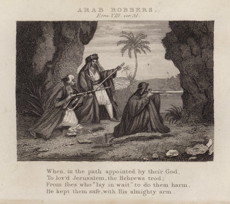 Arab rosvot, Ezra VIII, ver 31 (kaiverrus) tekijältä English School
