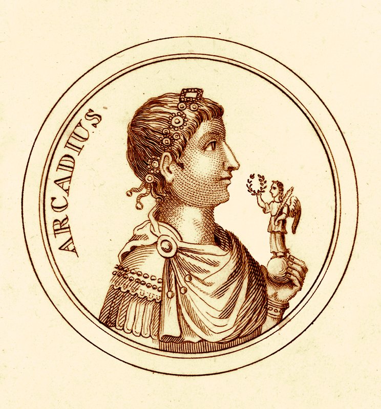 Arcadius, kuvitus George Crabbin yleisestä historiallisesta sanakirjasta, julkaistu 1825 (digitaalisesti paranneltu kuva) tekijältä English School